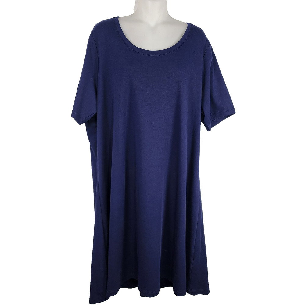 Isaac Mizrahi Live! Petite Essentials Pima Cotton Elbow Sleeve Dress Navy 2XP